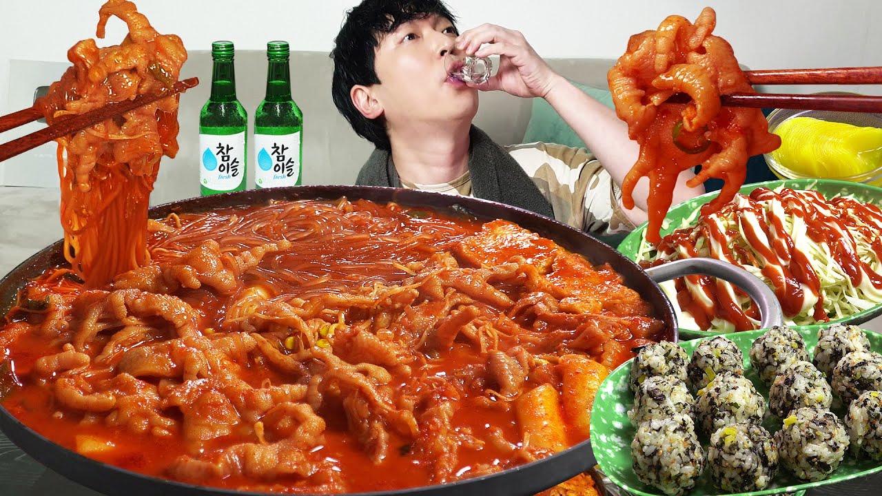 Острые куриные лапки, рисовые шарики и лапша!!🔥Полезная еда! МУКБАНГ С РЕАЛЬНЫМ ЗВУКОМ EATINGSHOW