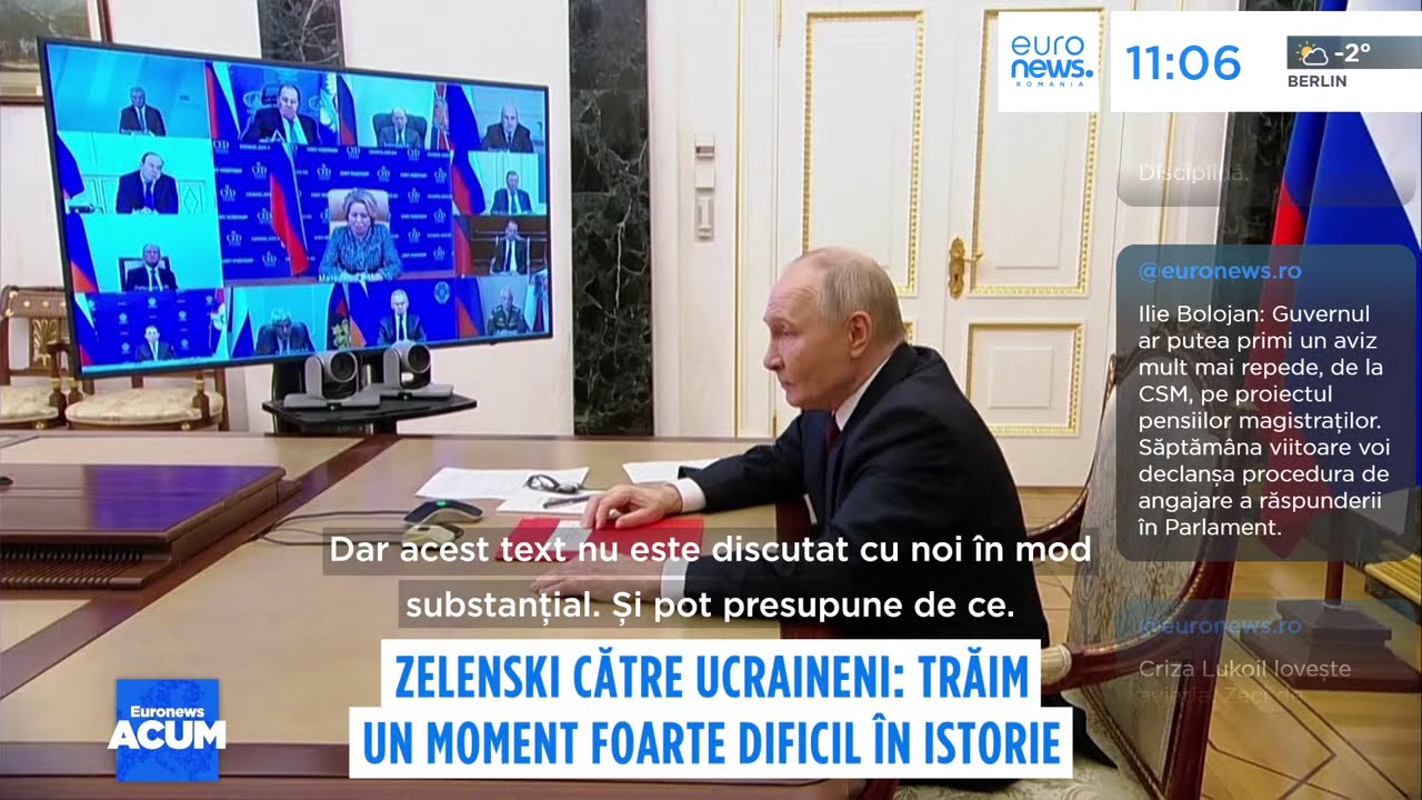 Zelenski către ucraineni: Trăim un moment foarte dificil &icirc;n istorie