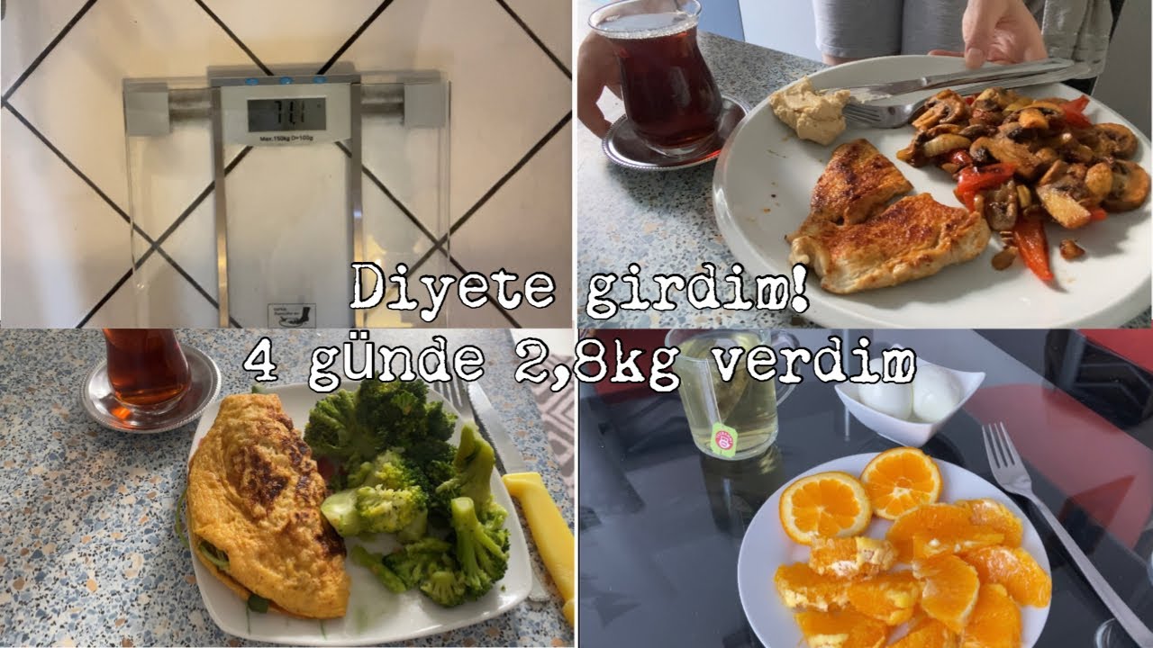 Diyete başladım! 4 günde 2,8 kilo verdim / neler yedim? I sessiz vlog