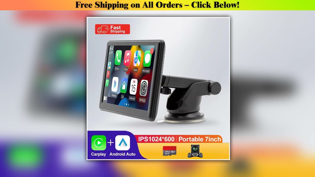Portable Touch Screen 7inch IPS CarPlay Android Auto Car Radio Multimedia Video Player GPS