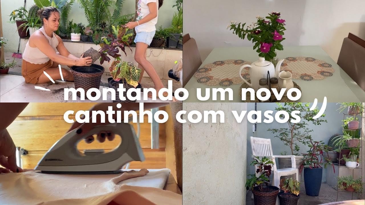 Montei um novo cantinho no jardim, passando roupa, mesa posta, rotina