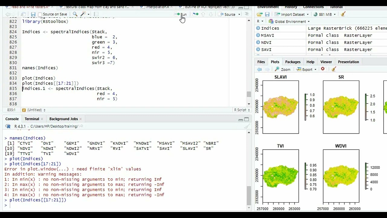 Calculate 23 vegetation Indices from Landsat bands in one go in R