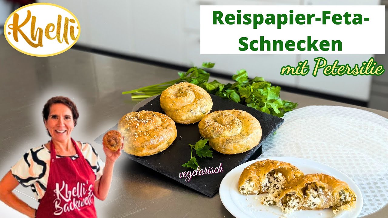 Reispapier-Feta-Schnecken/Feta-Schnecken mit Petersilie/vegetarisch/schnell & einfach