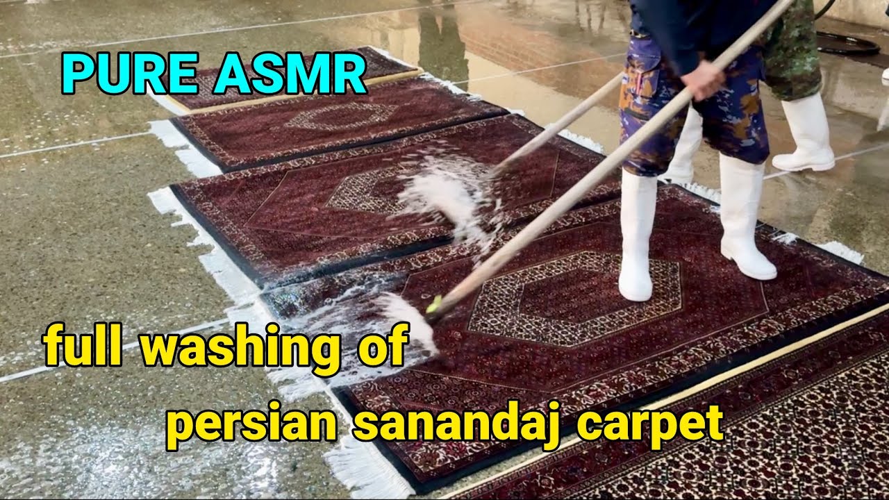 full washing of persian sanandaj carpet | PURE ASMR