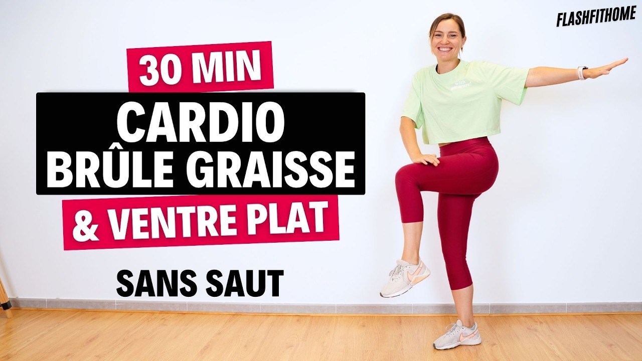 30 Min - Cardio BRÛLE GRAISSE & VENTRE PLAT - Tout Debout et Sans Saut | Marine BIREN - FlashFitHome