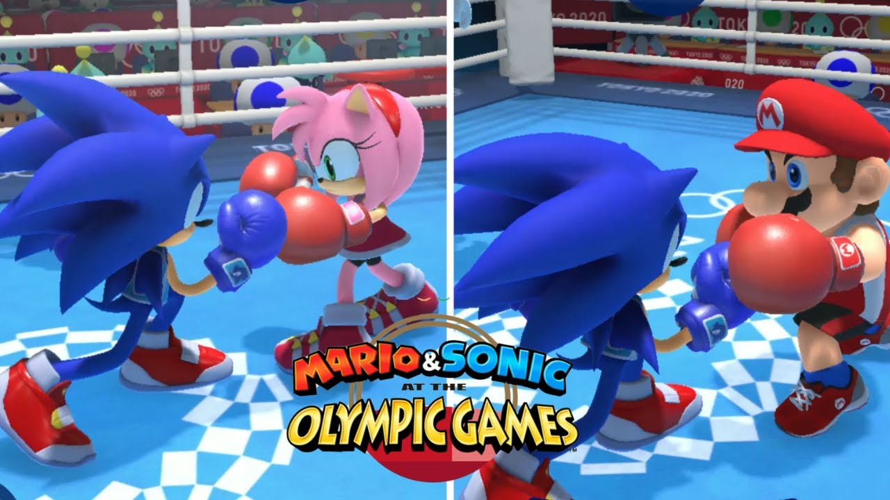 Mario & Sonic At The Olympic Games Tokyo 2020 Boxing ( Gameplay ) Very Hard : Sonic VS Amy & Mario