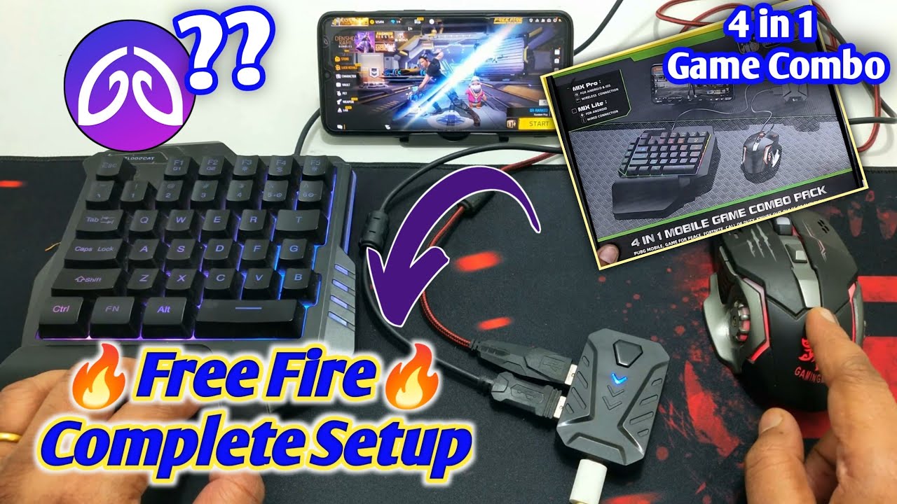 Free Fire Keyboard & Mouse ⌨️🖱️4 in 1 Gaming Mix Pro Combo 👉 Complete Setup