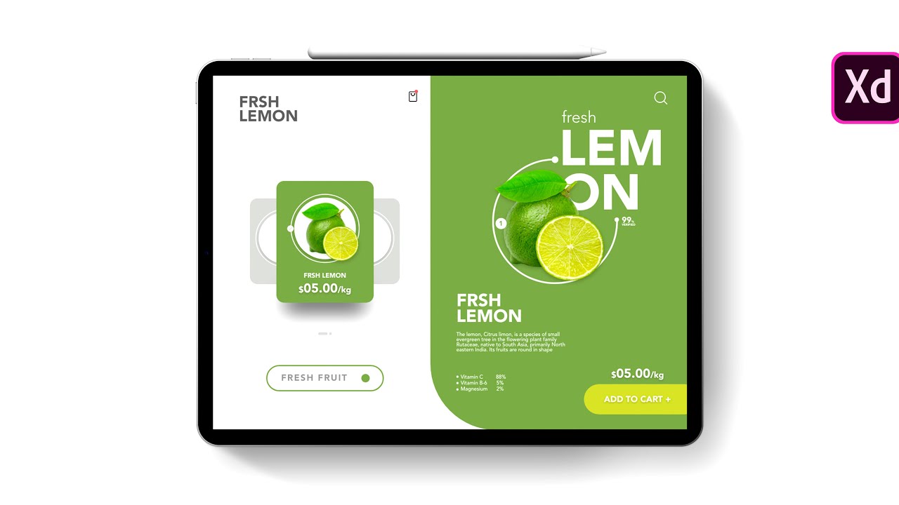 Adobe Xd Tutorial: Fresh Fruit | Shopping Apps UI Design