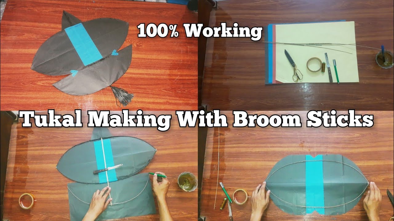 How To Make Tukal Kite With Broom Sticks. Jharoo Ke Teelon Se Patang Banane Ka Tarika. Kite Making.