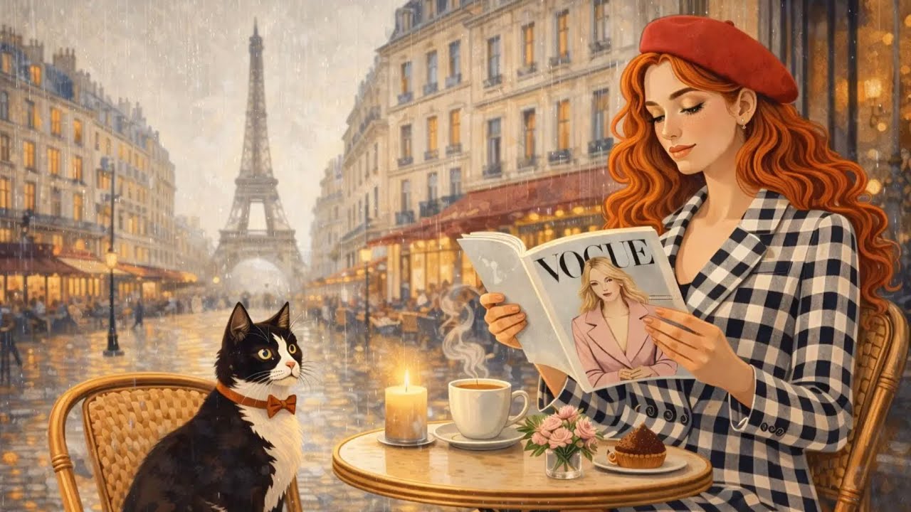 Paris Café Ambience☕🌧️ | French Vocal Jazz Music | Morning Jazz- Relaxing Jazz Music 