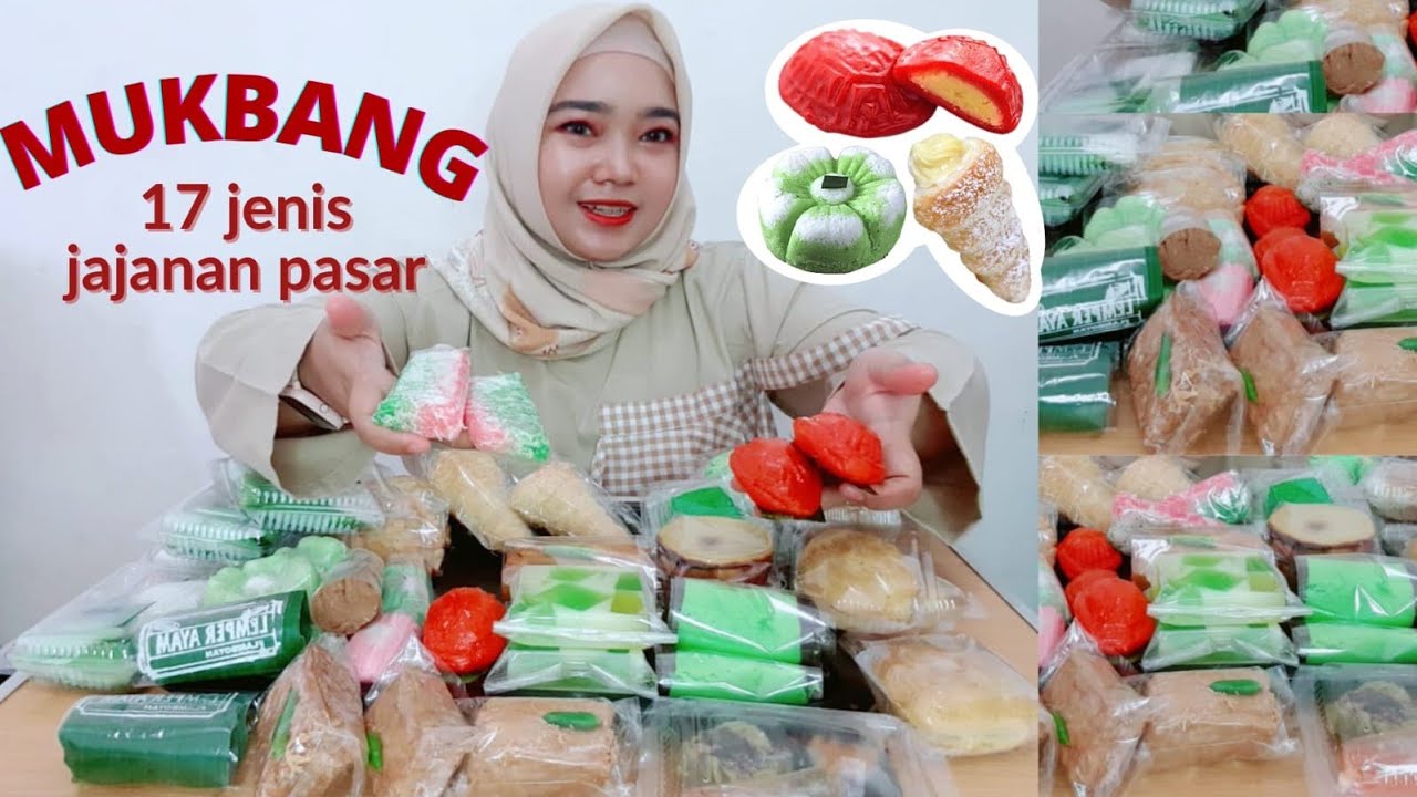 MUKBANG JAJANAN PASAR INDONESIA | ASMR KUE TRADISIONAL INDONESIAN SNACKS ADA 17 JENIS
