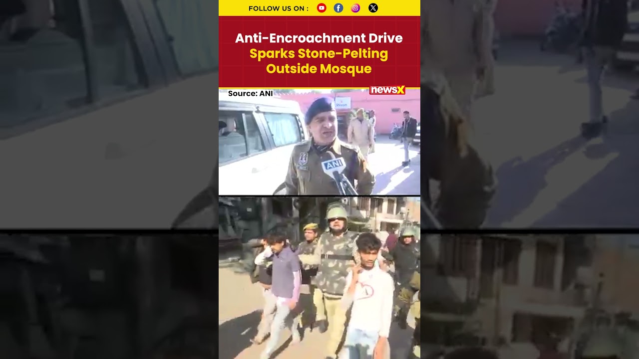 Police Face Heavy Stone-Pelting During Anti-Encroachment Outside Mosque #shorts #mosque