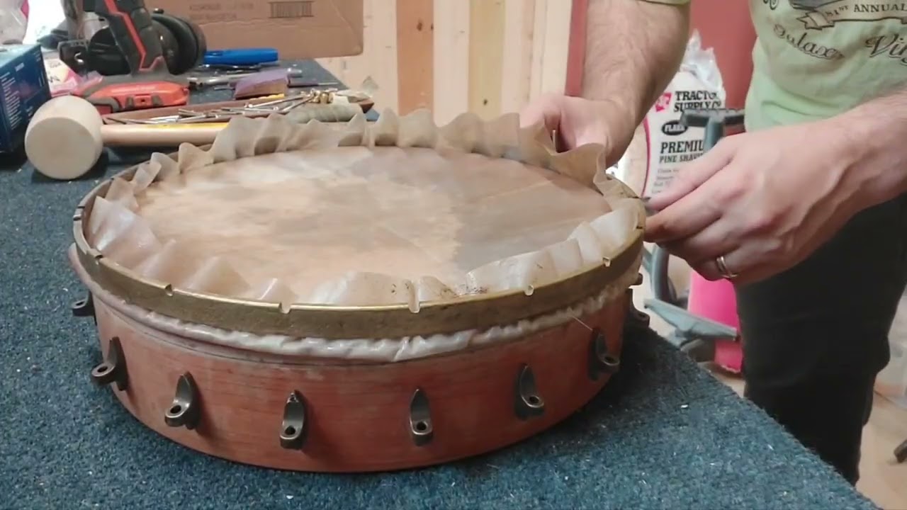 Mounting A Goat Skin Banjo Head With A Brass Flesh Hoop