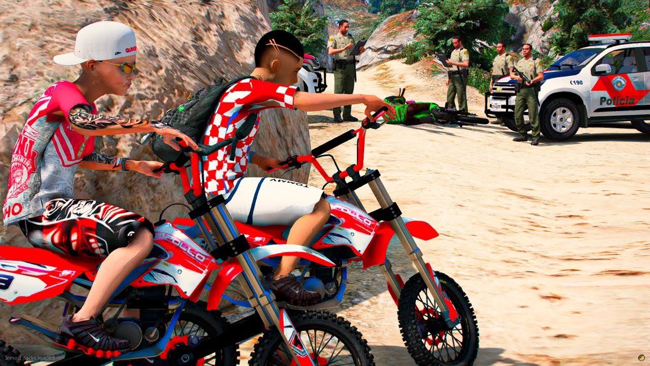 GTA V: VIDA REAL | NUNCA VI TANTA POLICIA NA TRILHA DE MOTO COM MEU AMIGO🔥