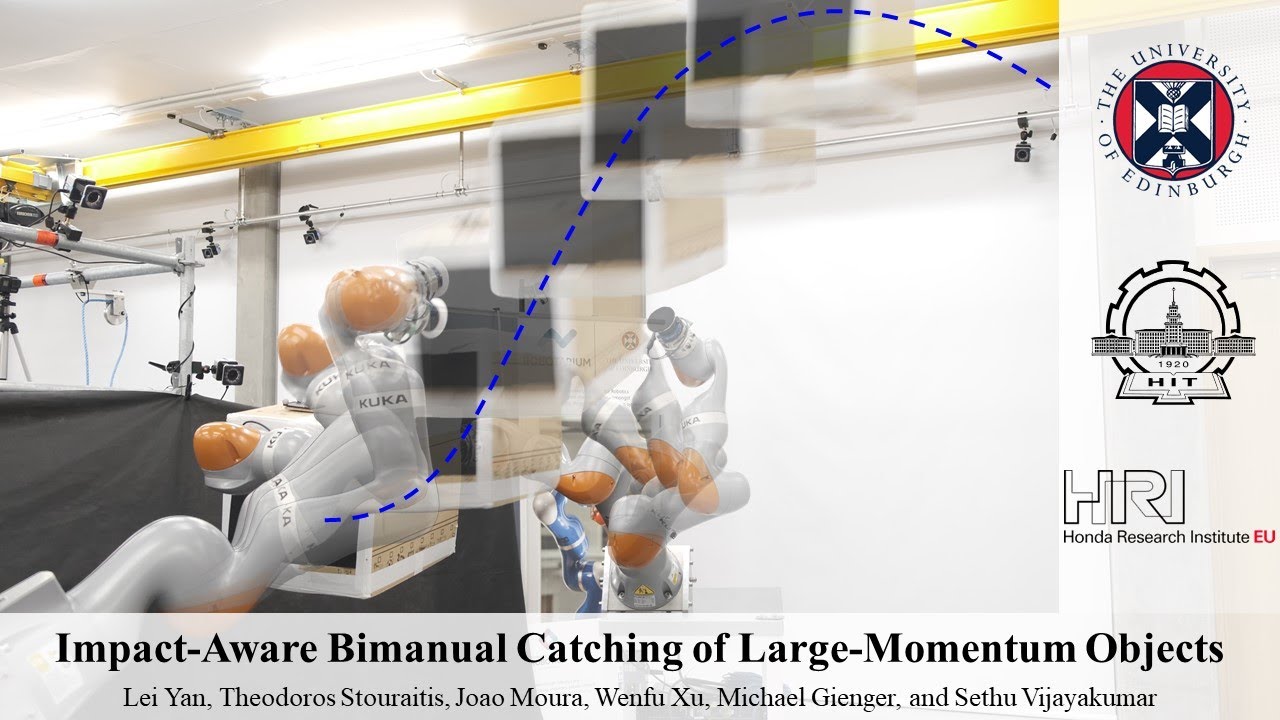 Impact-Aware Bimanual Catching of Large-Momentum Objects