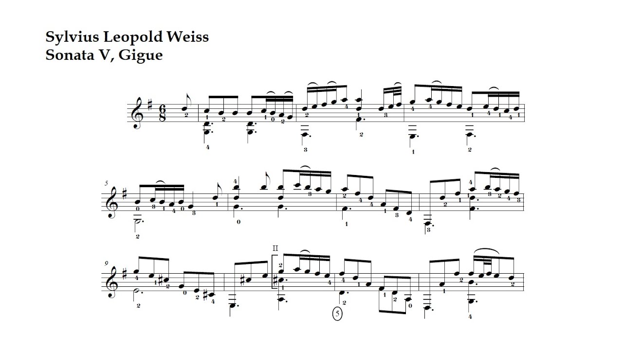 S. Leopold Weiss. Sonata N5, Gigue