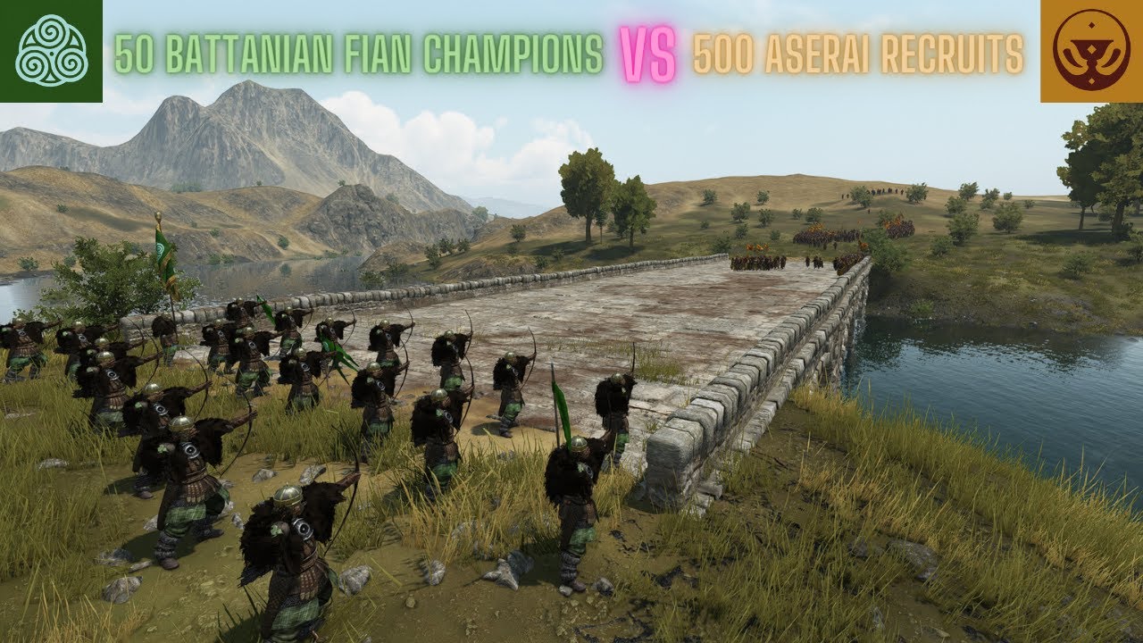 50 Battanian Fian Champions vs. 500 Aserai Recruits EPIC BRIDGE BATTLE #bannerlord