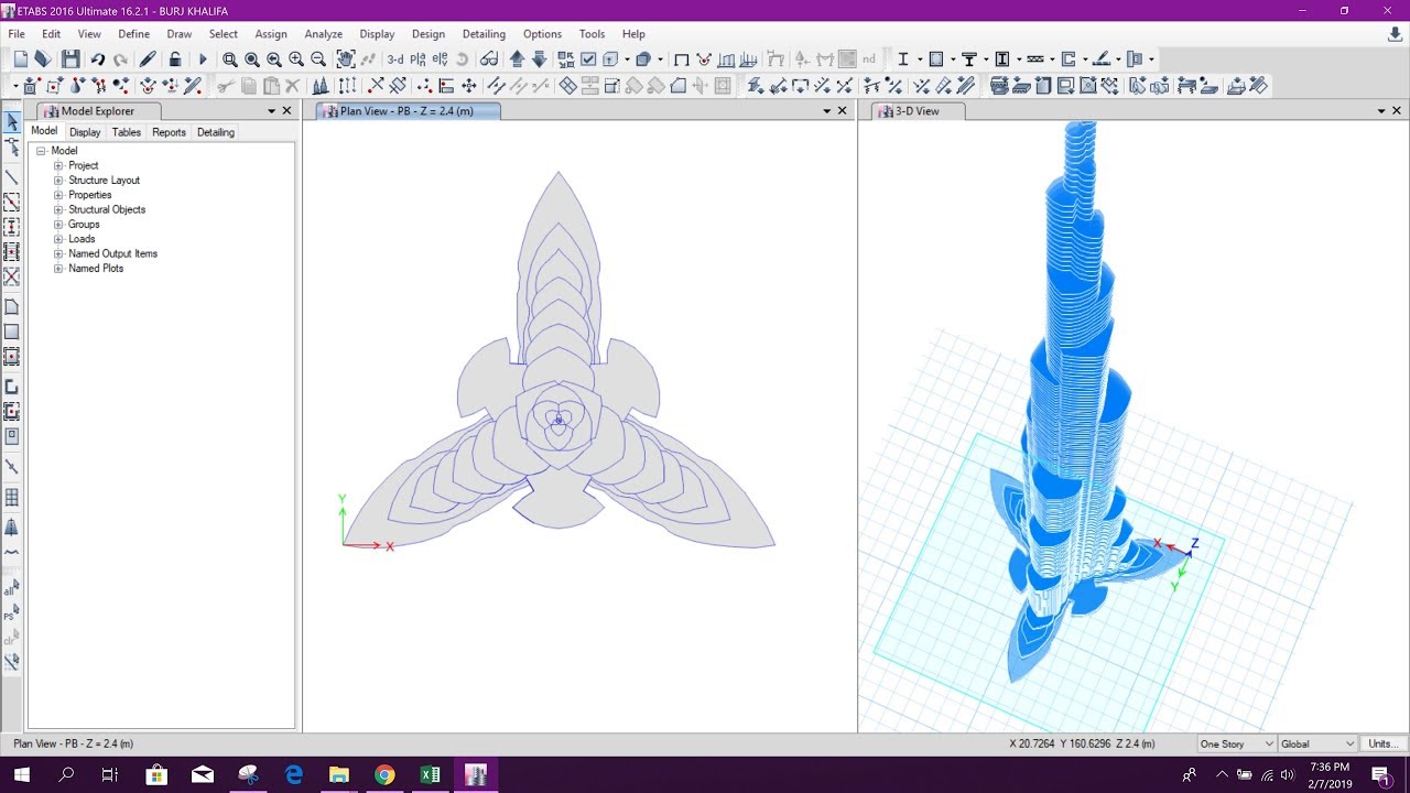 MODELING OF BURJ KHALIFA(DUBAI) FLOORS IN ETABS