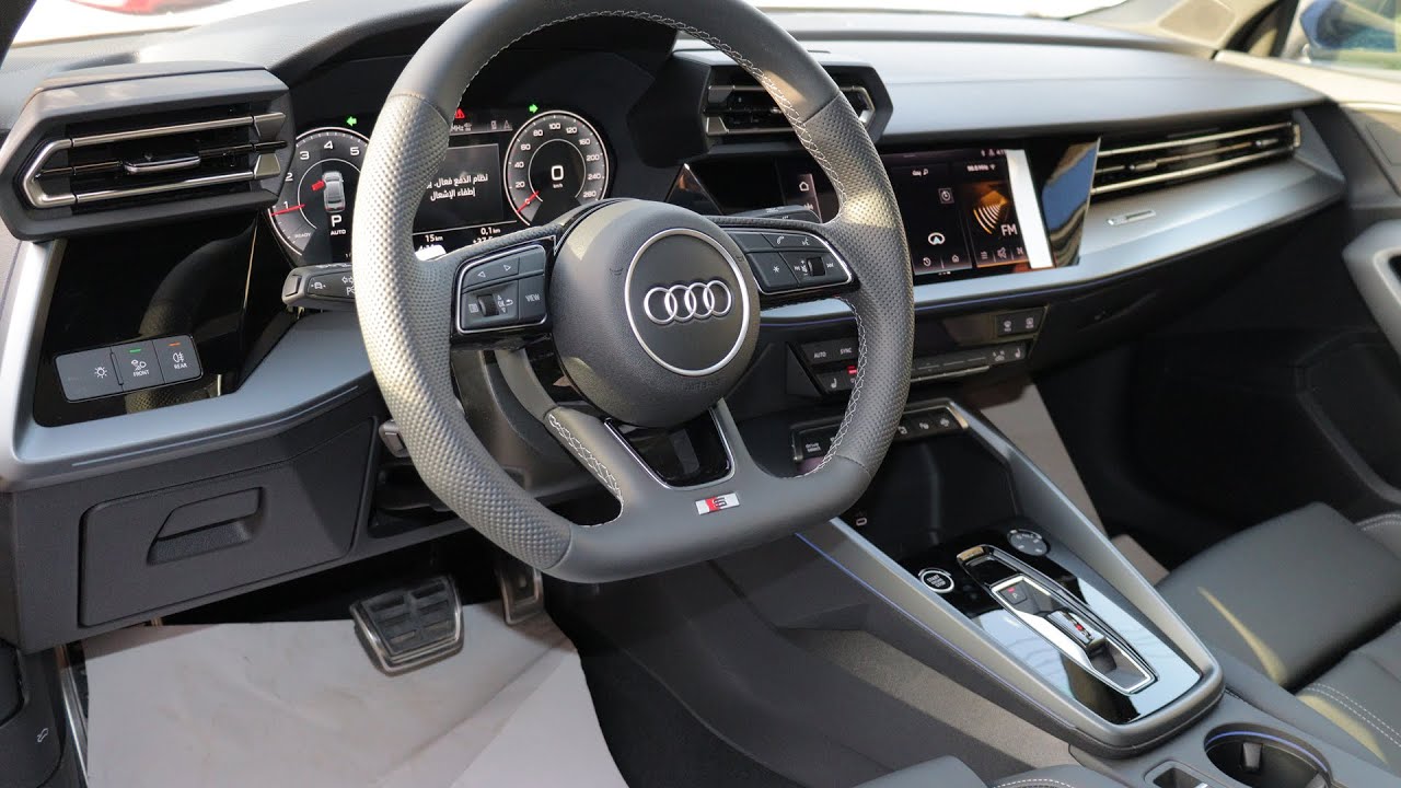 Audi A3 2025 S-line, Navarra Blue Metallic, обзор интерьера