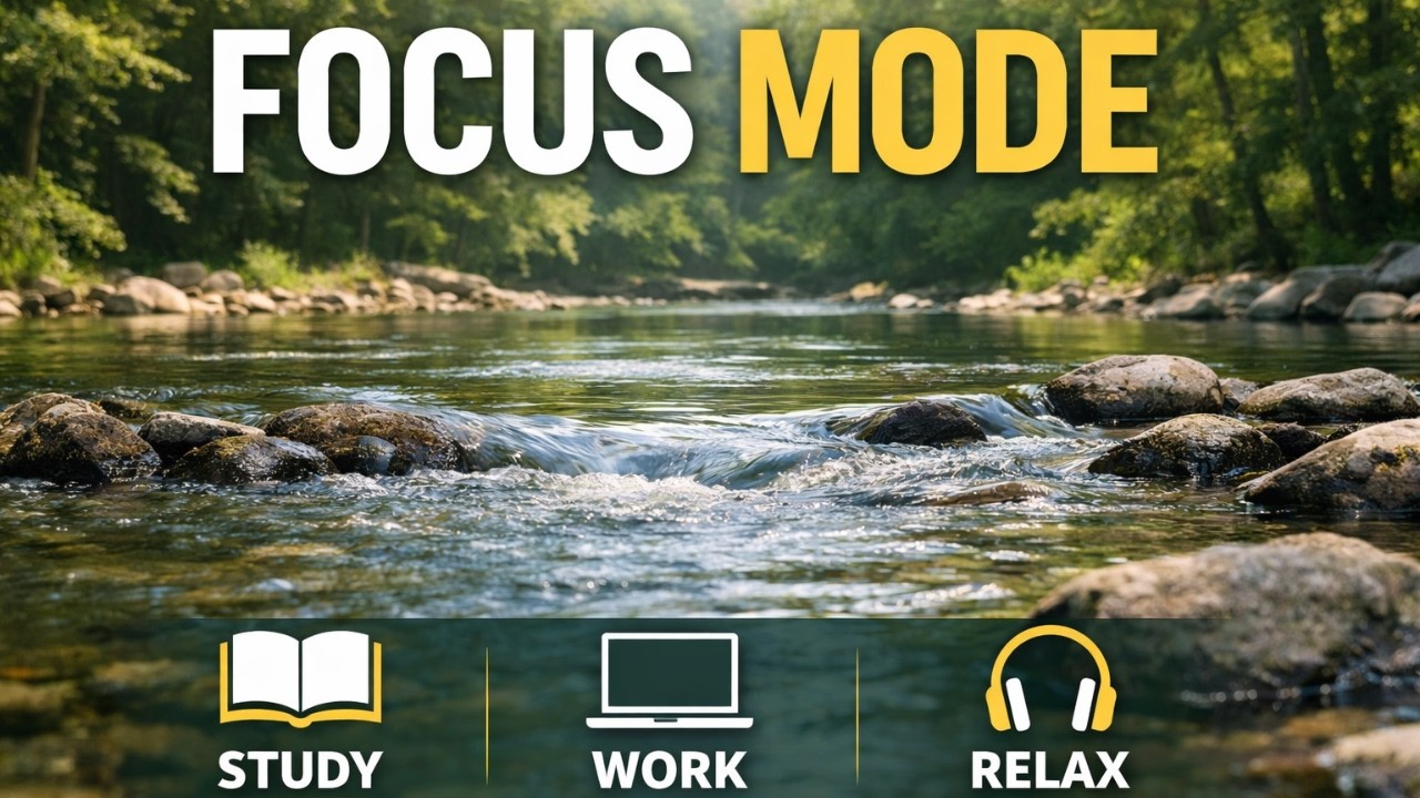 Natural River Sounds for Focus | Study, Read & Work | ASMR