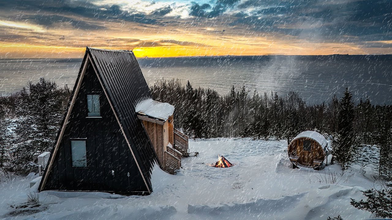 Battling a Snowstorm & High Wind at Cabin on Lake Superior! (-15&ordm;F)