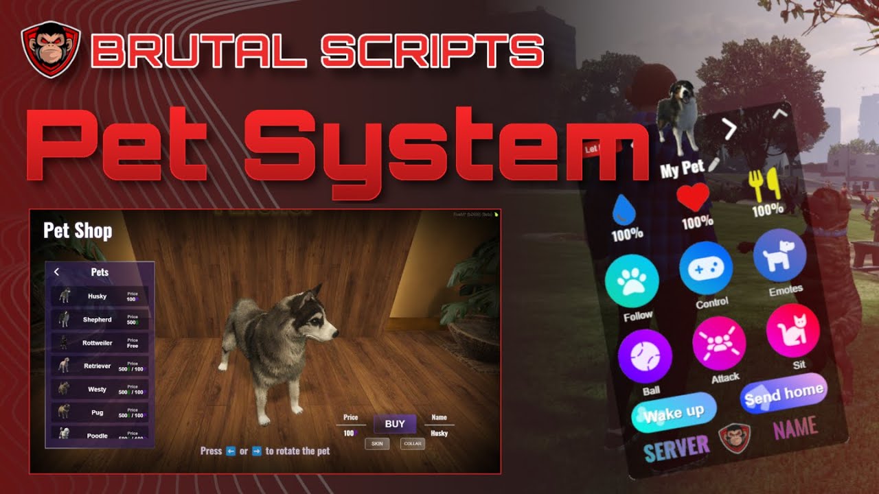 FiveM Pet System + K9 [ESX & QBCore/QBOX] | Brutal Scripts
