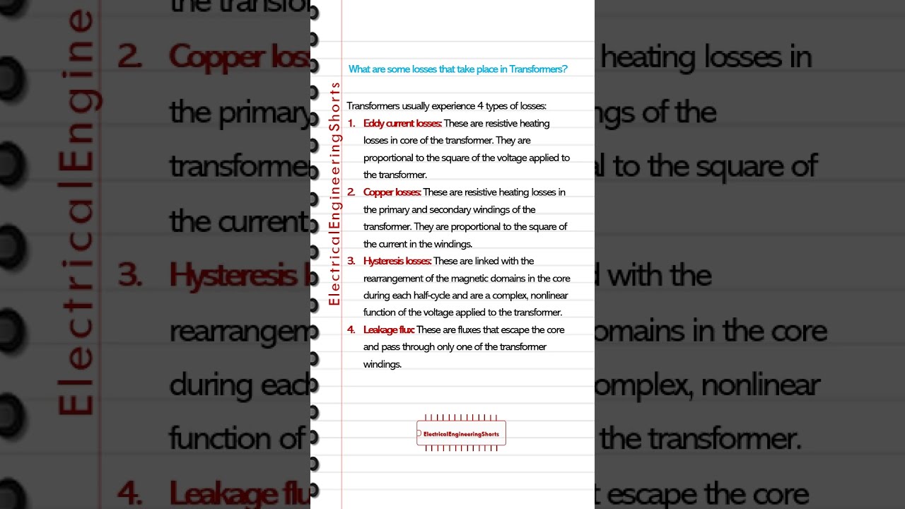 Losses in Transformers - Electrical Transformer losses 