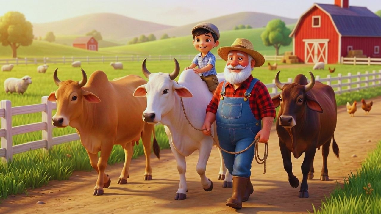 Old MacDonald Farm Song 🐄 | Fun Kids Song with Animals | E-I-E-I-O Nursery Rhyme