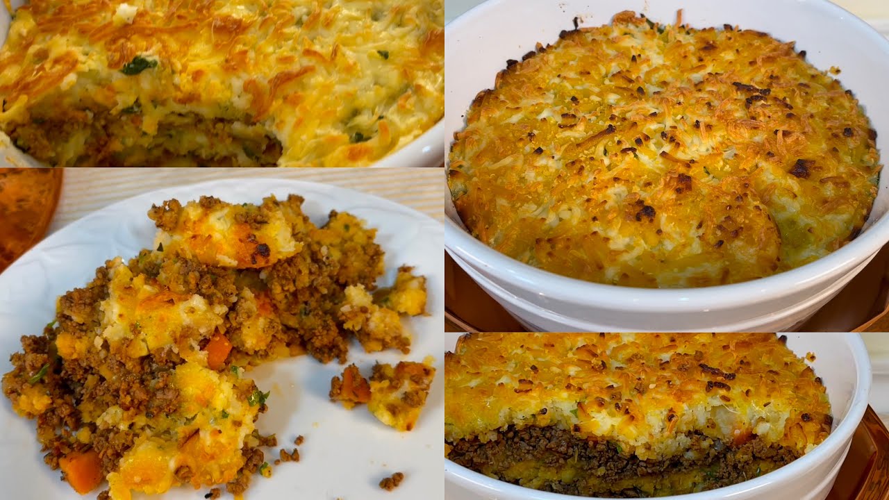 اسهل واسرع طبق بطعم خيال قالب البطاطس باللحمة المفرومة