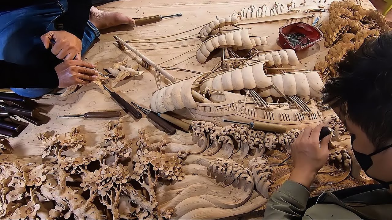 Incredible Woodcarving: Turning Wood into a Beautiful Boat Masterpiece | Woodworking Art