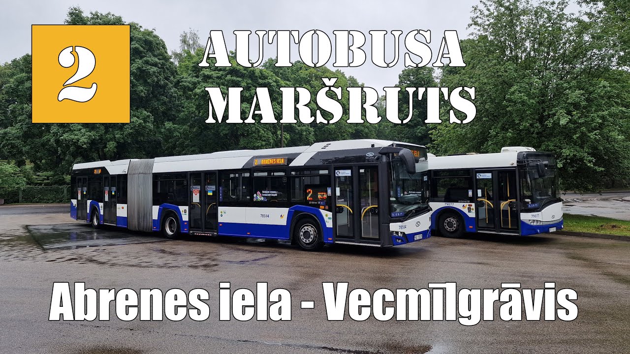 Rīga, Autobusa maršruts №2, Abrenes iela - Vecmīlgrāvis. Timelapse 2x