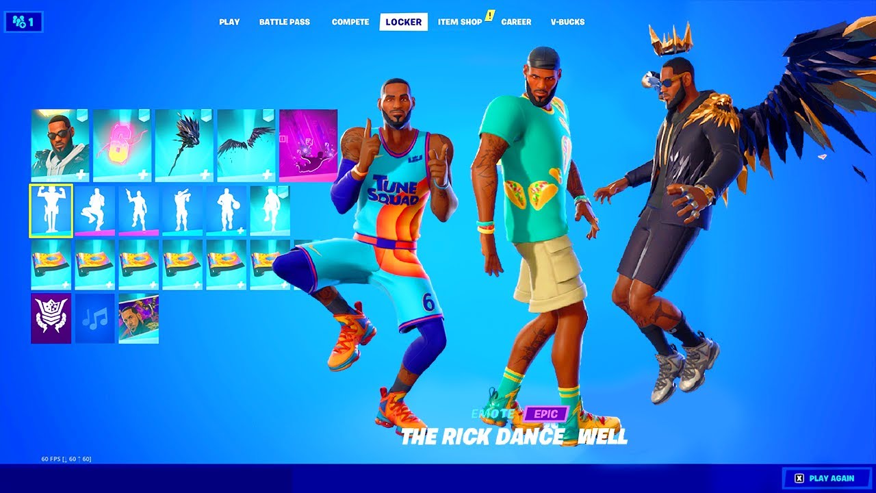 LeBron James Fortnite full showcase of All Styles, Emote, Glider, Pickaxe, BackBling & All Trailers