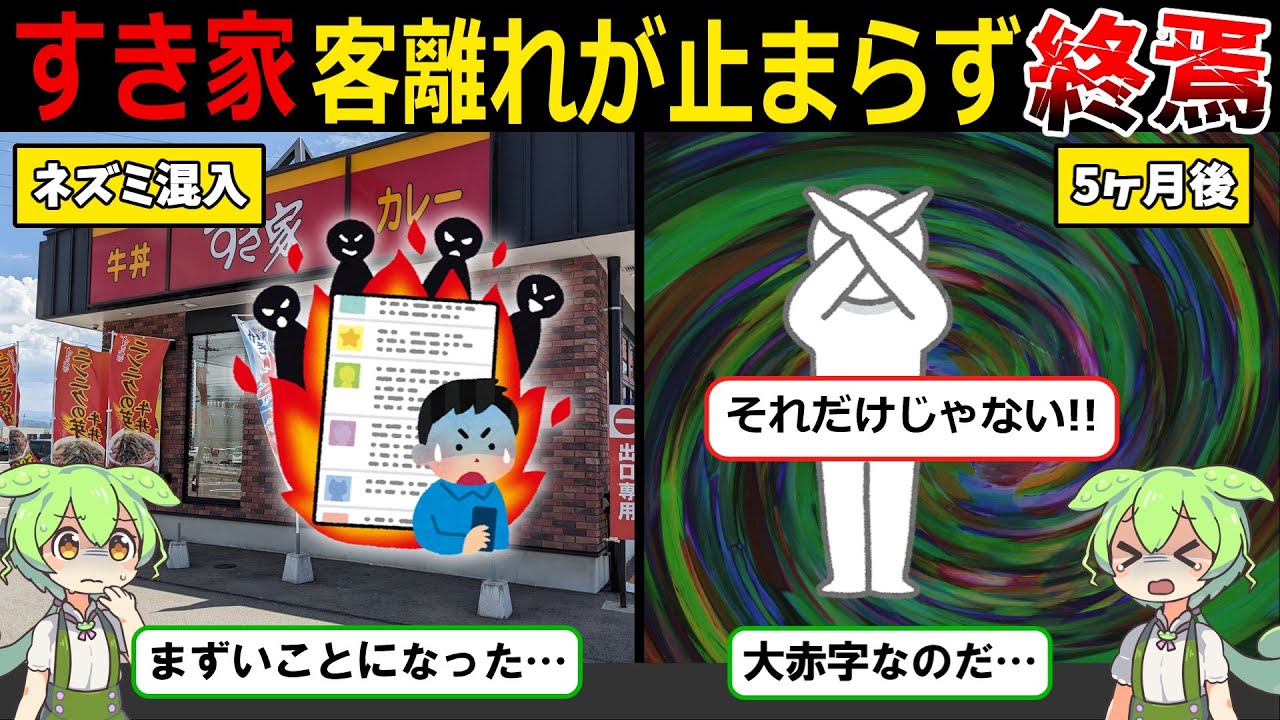 【崩壊寸前】ネズミ事件から5ヶ月&hellip;客離れが止まらないすき家を徹底解説【ずんだもん&ゆっくり解説】