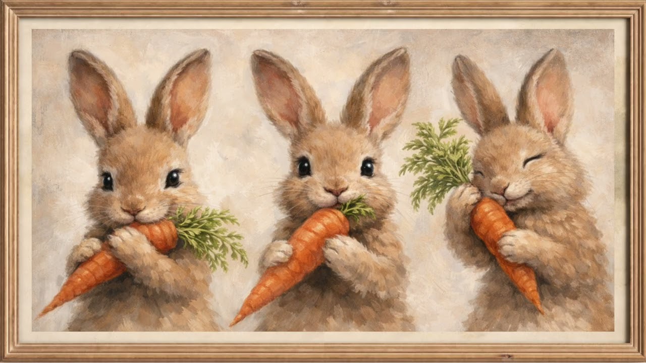 Easter Bunnies Frame TV Art in 4K Cute Rabbits Bunny Spring Screensaver 4 Hours Relaxing Piano Music