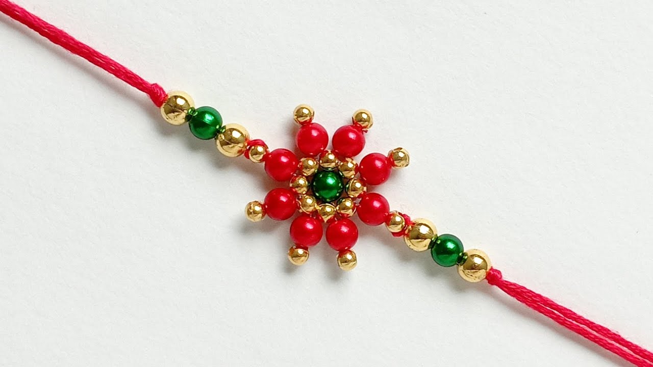 Diy rakhi making at home || Beautiful flower pearl rakhi || easy handmade rakhi