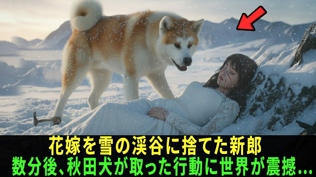 花嫁を雪の渓谷に捨てた新郎——数分後、秋田犬が取った行動に世界が震撼…