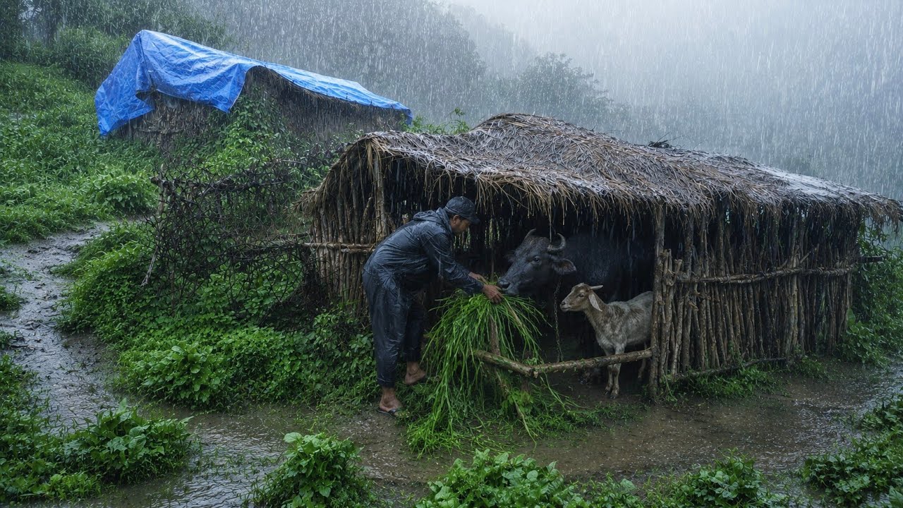 Real Himalayan Nepali Village Life During Flood & Heavy Rain | Traditional Rural Life Documentary