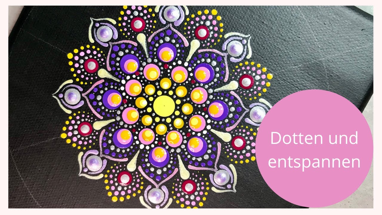 Ich bemale eine kleine Leinwand im Mandala-Dotart Stil - Teil 1