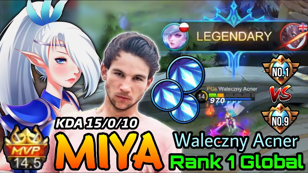 Miya MVP 14,5 Super Powerful Arrows!! Supeme No.1 Vs No.9 - Top 1 Global Miya Waleczny Acner - MLBB