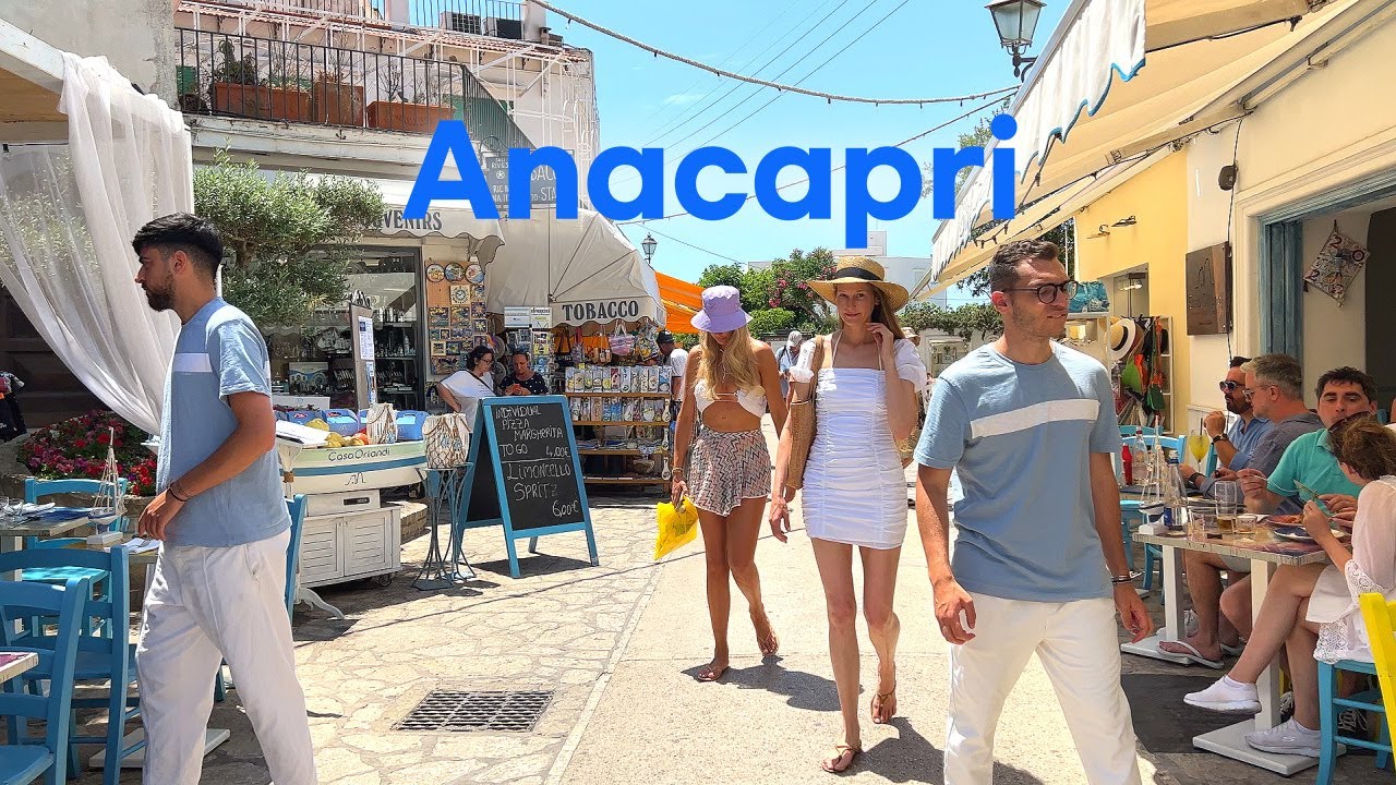 [4K]🇮🇹 Летняя прогулка по Италии: остров Капри и исторический центр Анакапри, обед в Le Arcate🍝🦐2022
