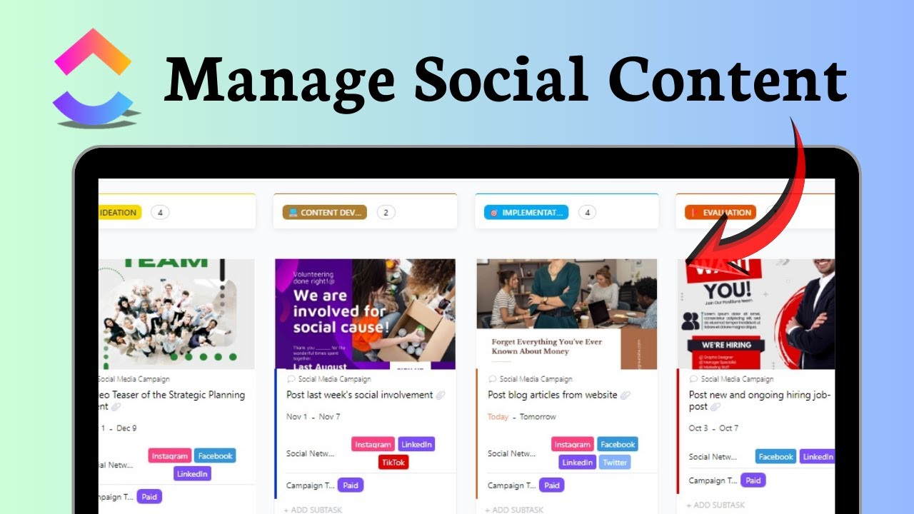 How to use ClickUp for social media management