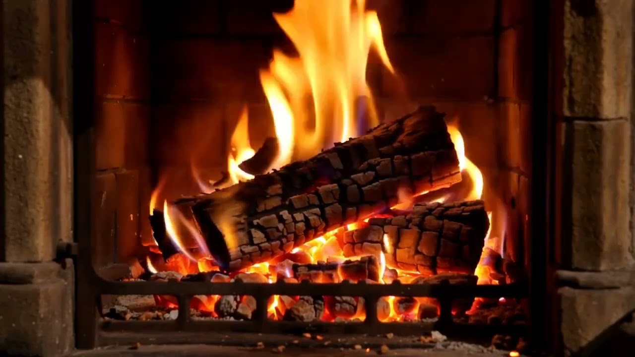 10 Hours Open Fireplace 🔥 Real Crackling Fire Sounds (HD)