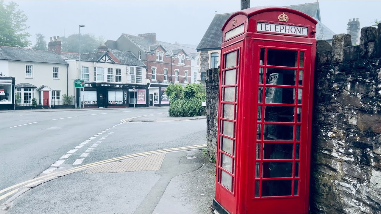 Wales Walks: Abergavenny, ”The gateway to Wales”. Charming town in morning mist.