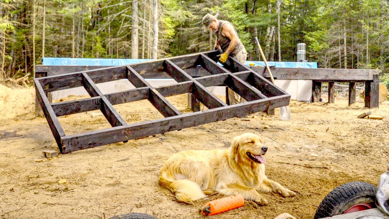 Building a Front Porch on my Off-Grid Log Cabin |  Bear and Barley Stir-fry on a Campfire