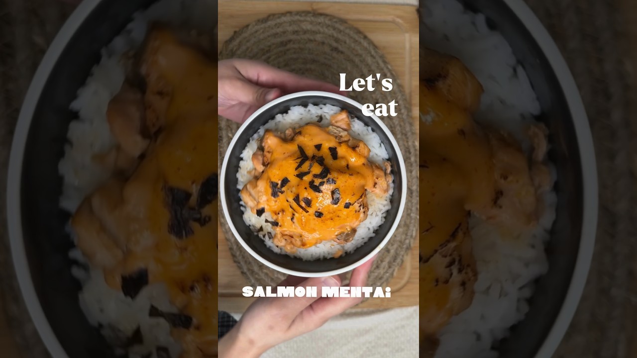 QUICK SALMON MENTAI RECIPE 🍣 #ricebowl #salmonmentai #salmon