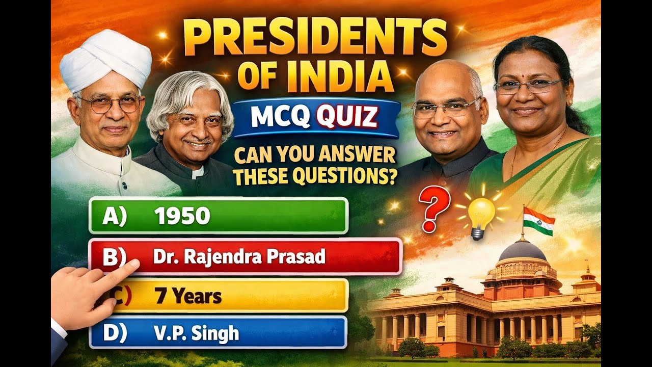 भारत के राष्ट्रपति पर आधारित MCQ | प्रतियोगी परीक्षाओं के लिए महत्वपूर्ण प्रश्न 2026