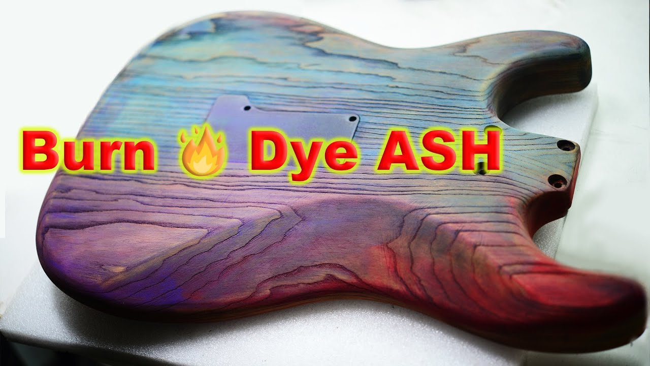 How to STAIN BURNT Guitar / Shou Sugi Ban colouring Dyeing Tutorial #Warmoth #stratocaster #DIY