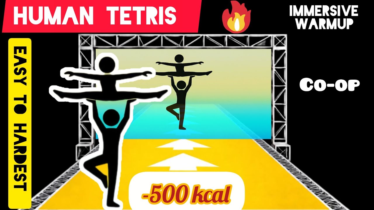 HUMAN TETRIS CO-OP | IMMERSIVE INTERACTIVE WARMUP | 2PLAYERS | -500kcal | MOVING WALLS #humantetris 