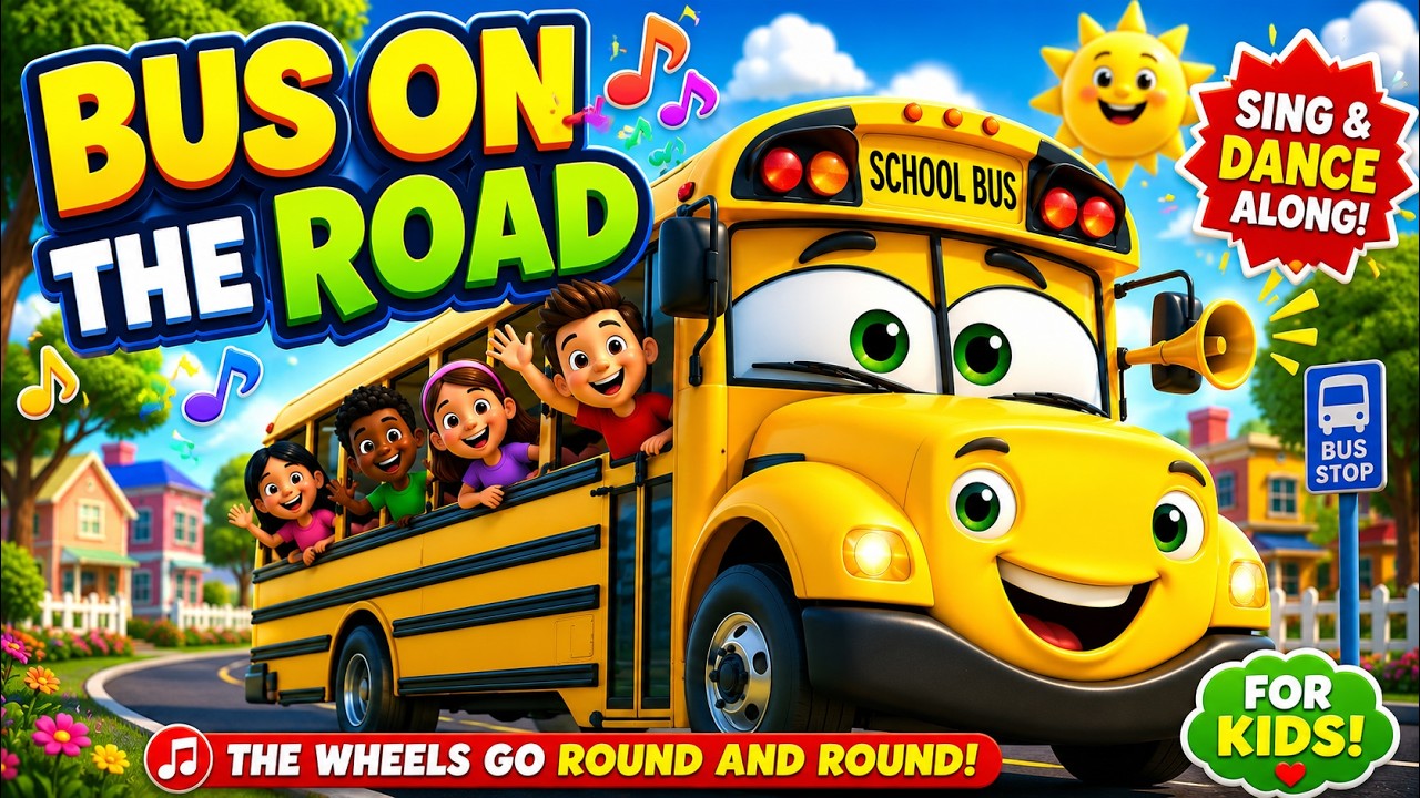 🚍Bus on the Road 🚍 Goes Zoom Zoom Zoom 👧| 🏫Happy School Song for Toddlers🌈 | 🎵Fun School Bus Ride🎵