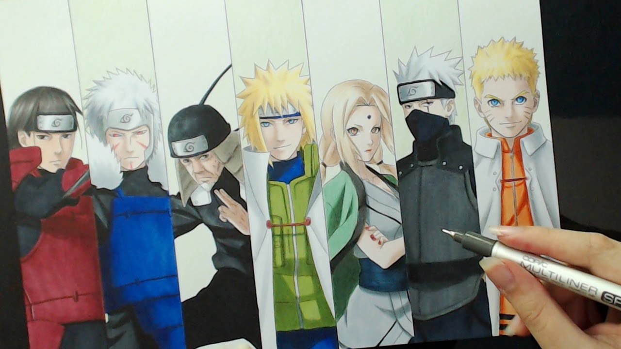 Speed Drawing - 7 HOKAGES (Naruto)
